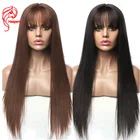 Hesperis 13x6 парики из человеческих волос на сетке спереди с челкой бразильские парики без повреждений T с глубокой частью на сетке человеческие волосы парики предварительно выщипанные для женщин коричневые