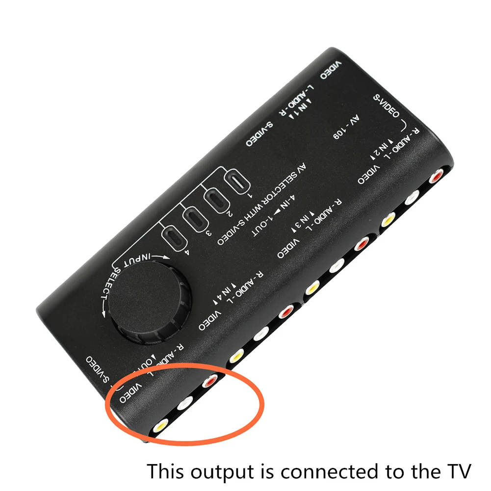 

ABS Signal Splitter Distributor Anti Interference TV DVD Switch Box Portable Selector Audio Video 4 In 1 Out Home Easy Apply