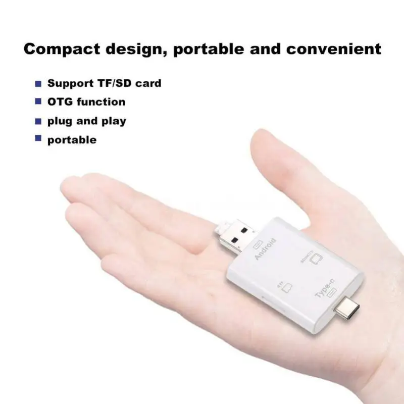 Считыватель карт type C 3 в 1 Многофункциональный Micro USB USB2.0 адаптер TF/SD OTG считыватель
