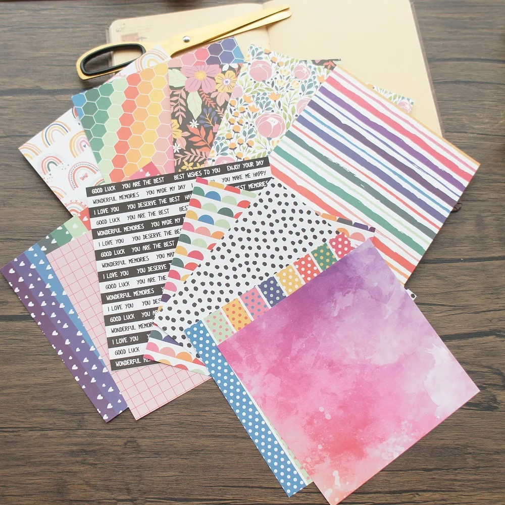 

24 Sheets DIY 12 Style 15.2*15.2cm Colorful Pattern Rainbow Craft Paper Scrapbooking Creative Handmade Gift Use