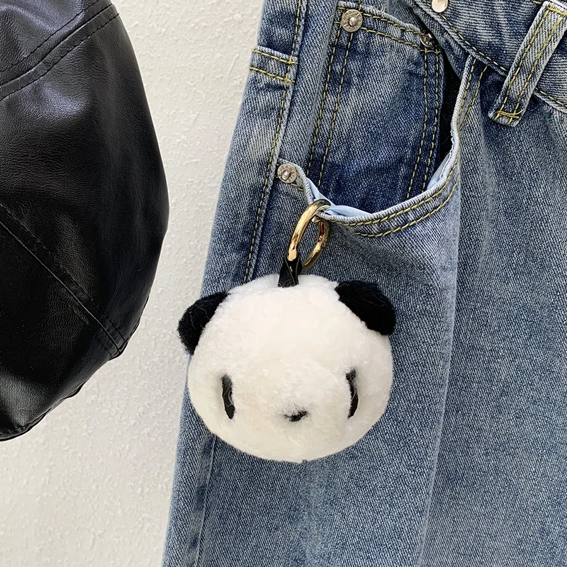 Новый мультяшный брелок с пандой из натурального меха ягненка для Подарочные