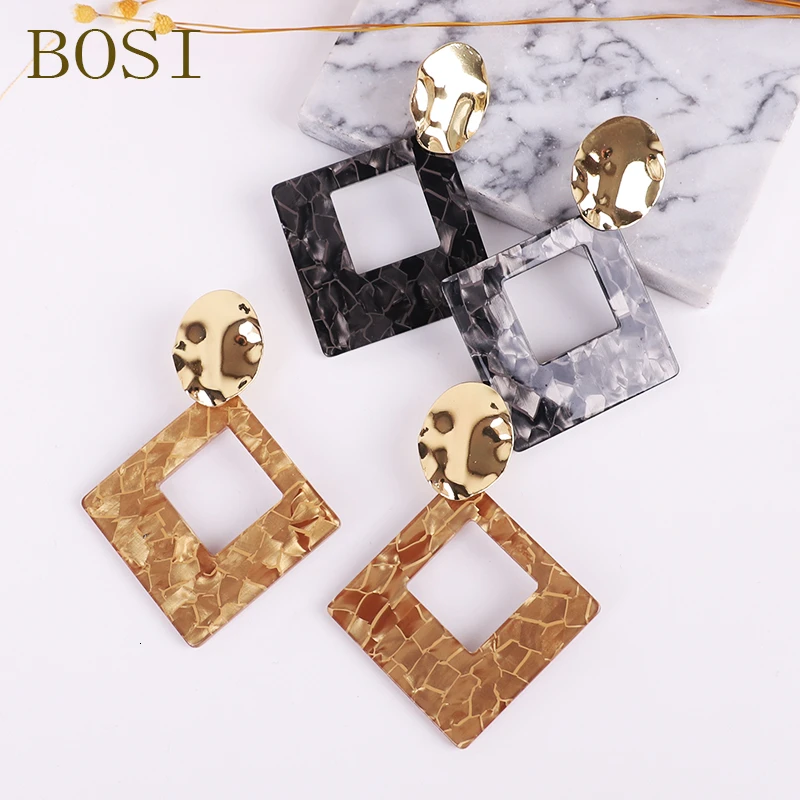 Богемные акриловые простые геометрические Висячие серьги для женщин длинные