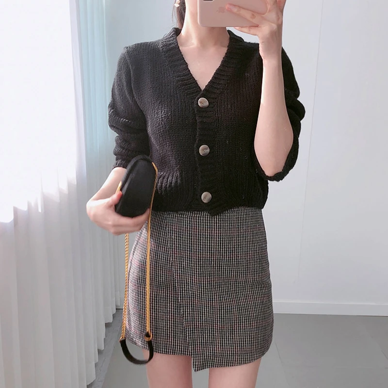 RICININA Knit Sweters Cardigan For Women Long Sleeve V Neck Buttons Solid Short Womens Sweaters Winter Spring |