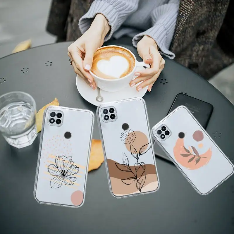 

Banana Leaf Line Art Aesthetics Phone Case Transparent for Xiaomi redmi note 5 7 8 9 10 11 t S A lite pro high quality funda