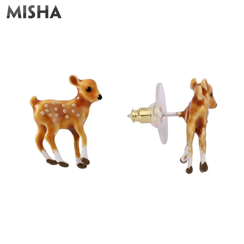 Stud Earrings MISHA, милые Sika серьги-гвоздики для женщин, ручной работы, эмалированные Ювелирные серьги для женщин и девушек, вечерние, свадебные, подарки на день рождения - Окраска металла: Stud Earrings