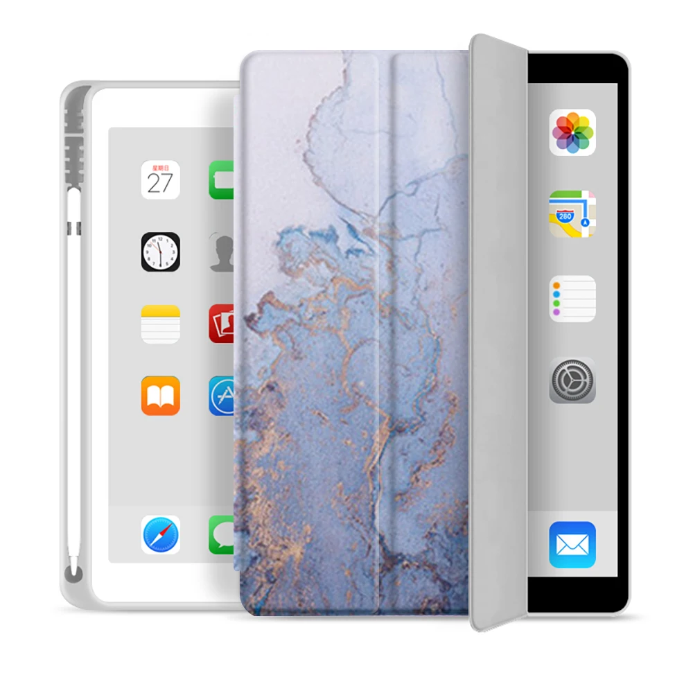 Чехол для iPad 2019 7 10 2 2018 Mini 4 5 9 2020 Pro 11 12 2021 Air3 силиконовый чехол с мраморным рисунком
