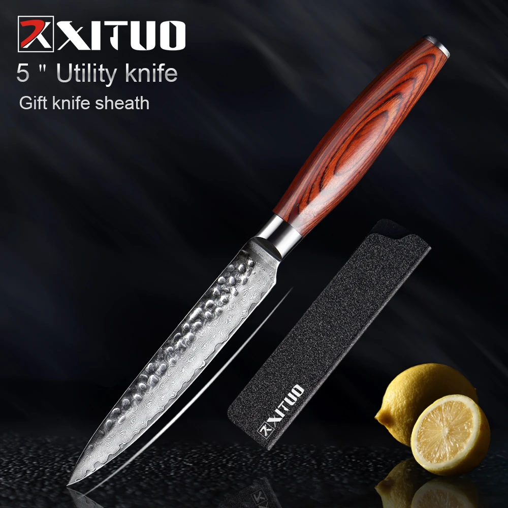 

XITUO 2019 new Damascus Kitchen Paring Knife 5 "inch Handmade Forged Damascus Filleting Knives Japanese chef knife Santoku tool