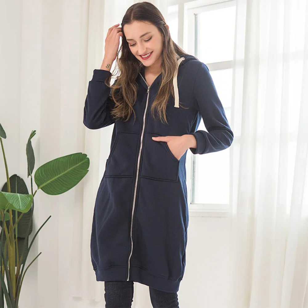 Толстовки большого размера плюс толстовка на молнии Женская длинная куртка