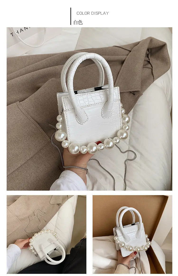 

Ins Popular Mini Bag Female 2021 New Fashion Pearl Chain HandBag Western All-matching Shoulder Bag
