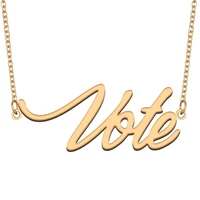 vote name necklace for women stainless steel jewelry with gold plated nameplate pendant femme mother girlfriend gift