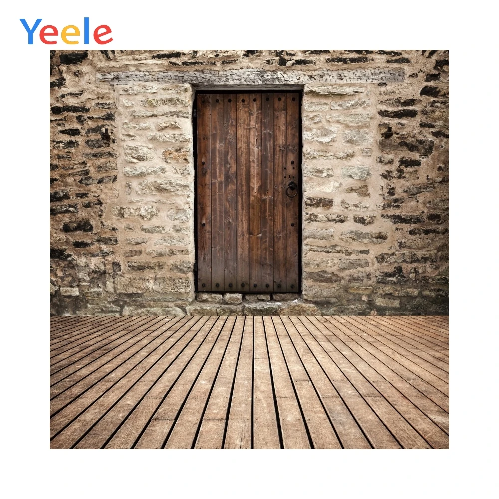 Ретро гранж кирпичная стена деревянная дверь пол фотосессия ребенок портрет
