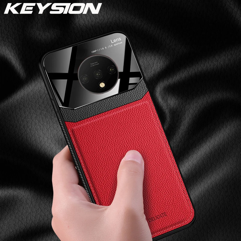 Кожаный чехол KEYSION для OnePlus 7T Pro зеркальное стекло силиконовая Противоударная