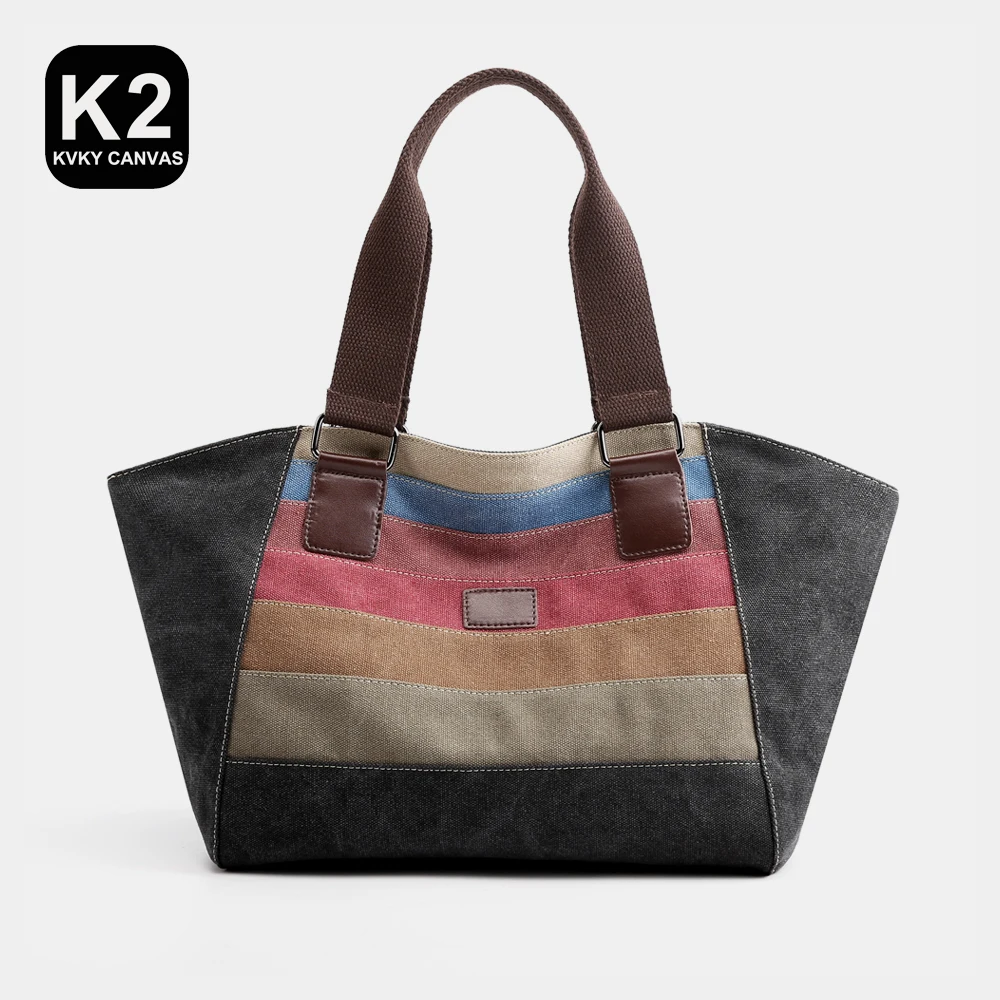 

KVKY Patchwork Canvas Handbags Leisure Crossbody Bags for Women Small Totes New Handbags for Women Shopping Bags Shoulder Bag