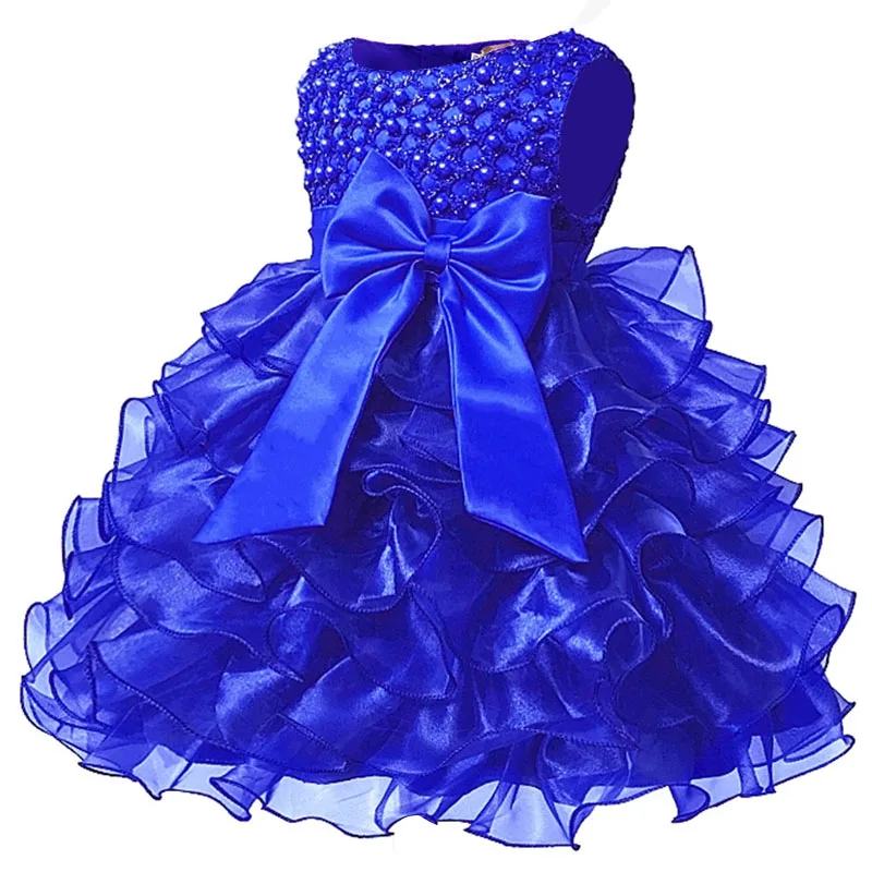 Navy Blue Детские Вечерние Платья с цветочным рисунком для девочек, крестильное, Золотое платье с кружевом для маленьких девочек, Eucharist, первые вечерние платья - Color: Navy Blue