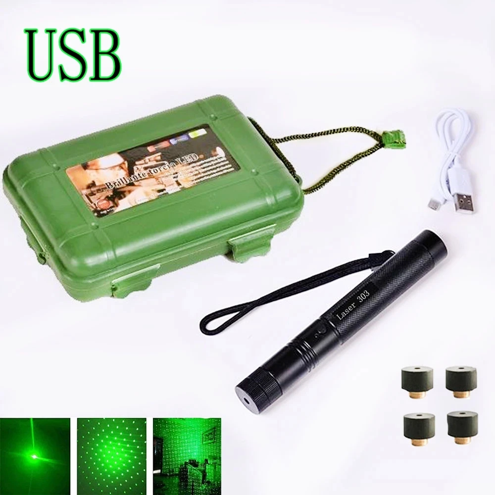 

Green Laser Pointer 5mw 532nm USB Rechargeable High Power Visible Beam Light Military Burning Red Lasers Pen Cat Toy Lazer Pen