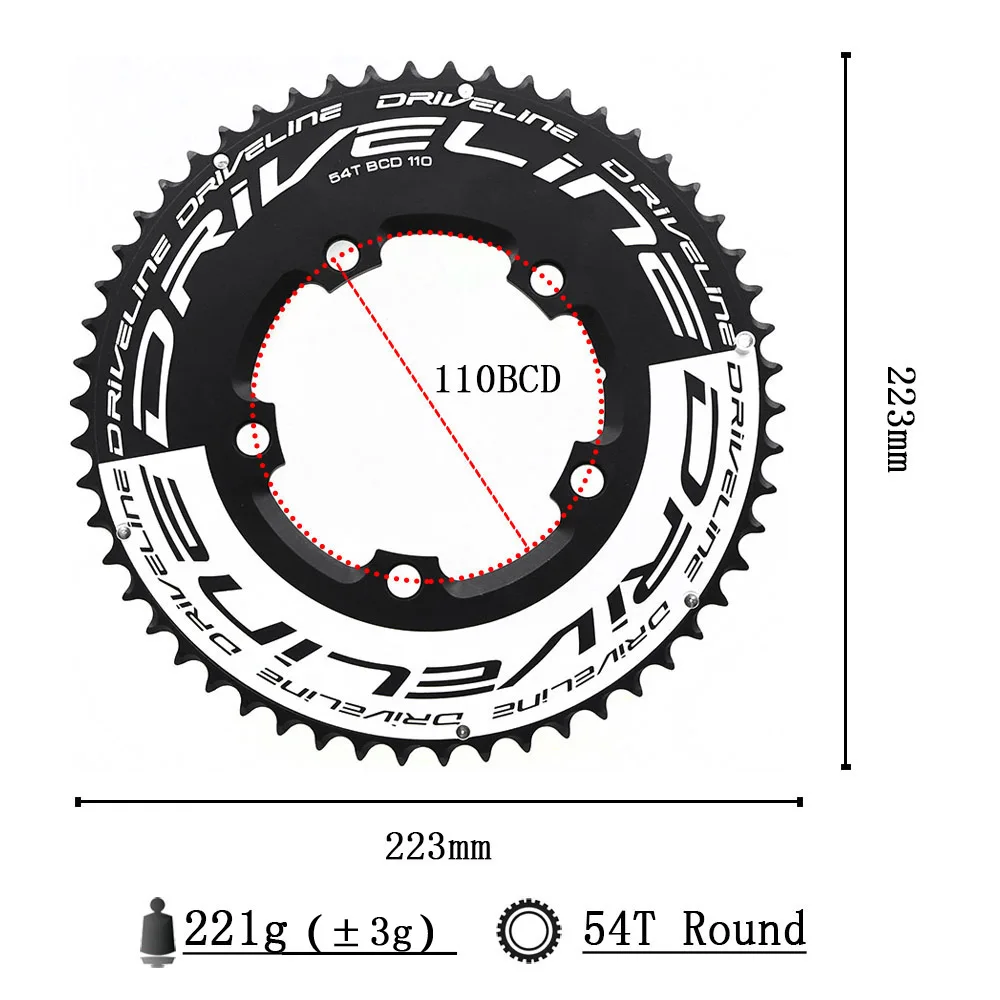 Фото DRIVELINE CNC 50/52/53/54/55/56/58T Звездочка шоссейного велосипеда TT 110BCD 9/10/11s №3
