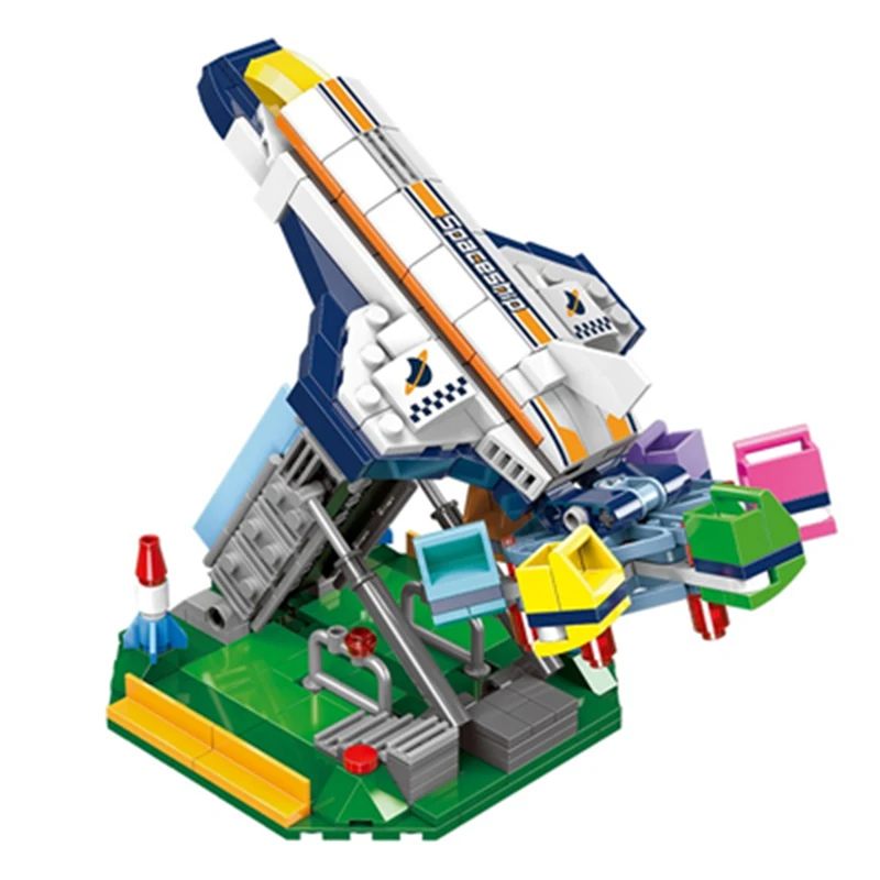 

City Amusement Park Series Ferries Wheels Train Merry-go-round Pirate Ship Building Blocks MOC Bricks Playground Toys