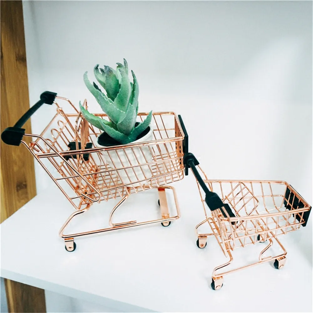 Миниатюрная Тележка для покупок из розового золота держатель ручек настольный