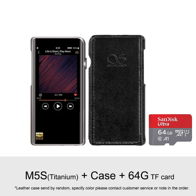 M5s Titanium-case-64G TF Shanling M5s Bluetooth Портативный Hi-Res музыкальный плеер MP3 2* AK4493EQ 2,5 мм сбалансированный выход Поддержка LDAC/Qualcomm aptX/AAC WiFi - Цвет: M5s Titanium-case-64G TF