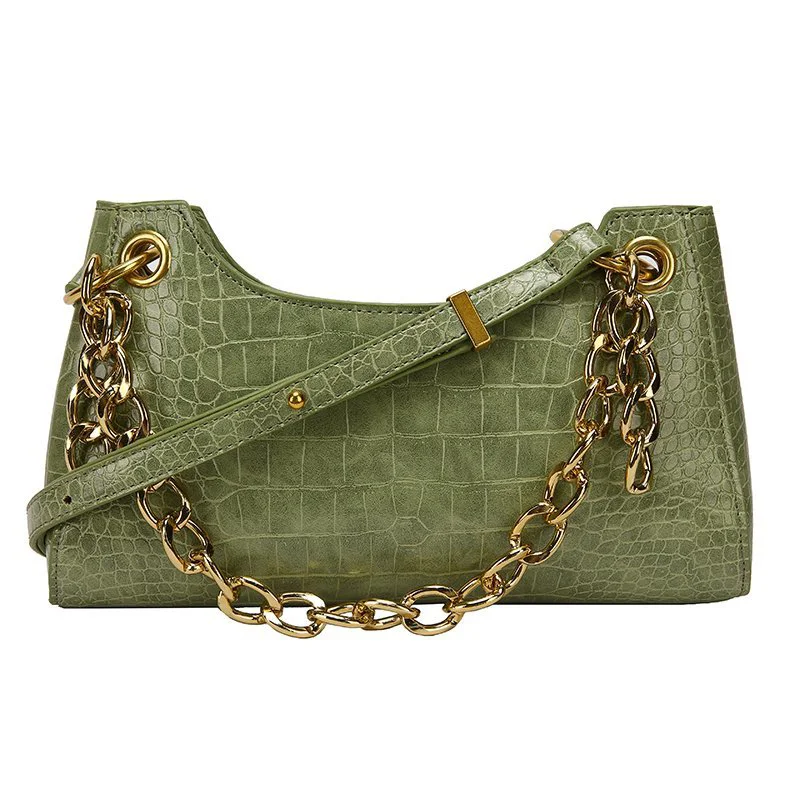 

Streetwear Chain Underarm Shoulder Bags Simple PU Leather Women Handbag Totes Fashion Exquisite Shopping Bag Drop Shipping