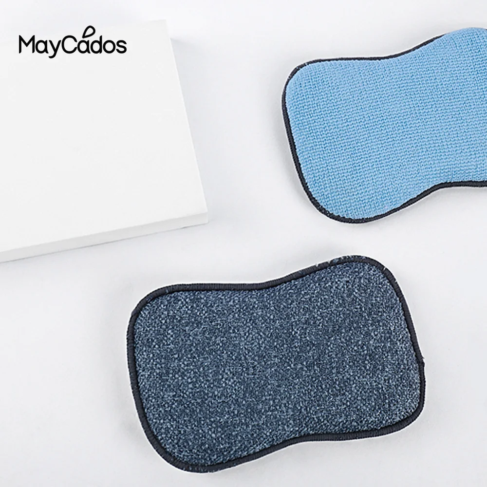 MayCados 8 шт. микрофибра для чистки кухни губка двойного назначения стирка Pad