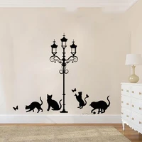 Street Light Cats House Interior Room Art Wall Sticker Home Decoration Pet Salon Vinyl Decals Removable Wallpaper P874