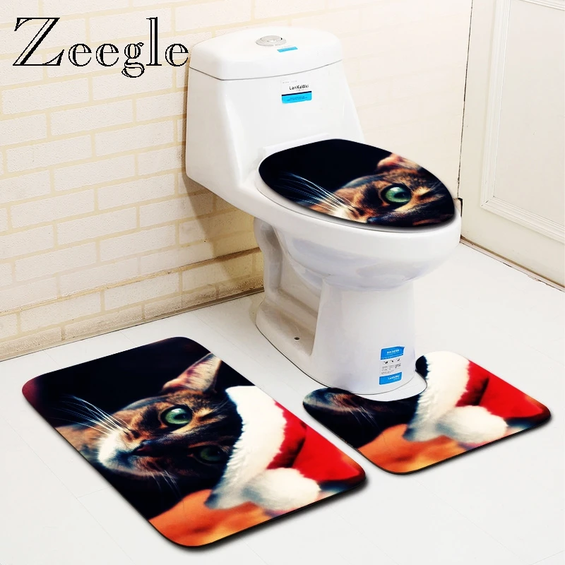 Zeegle 3 шт. Ванная комната ковролин Комплект туалет Тип коврик для ванной