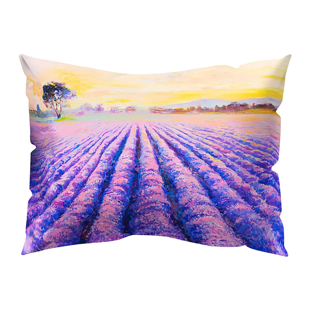 Ouneed Лавандовый сад Пляжный Пейзаж печать подушка чехол полиэстер декоративная