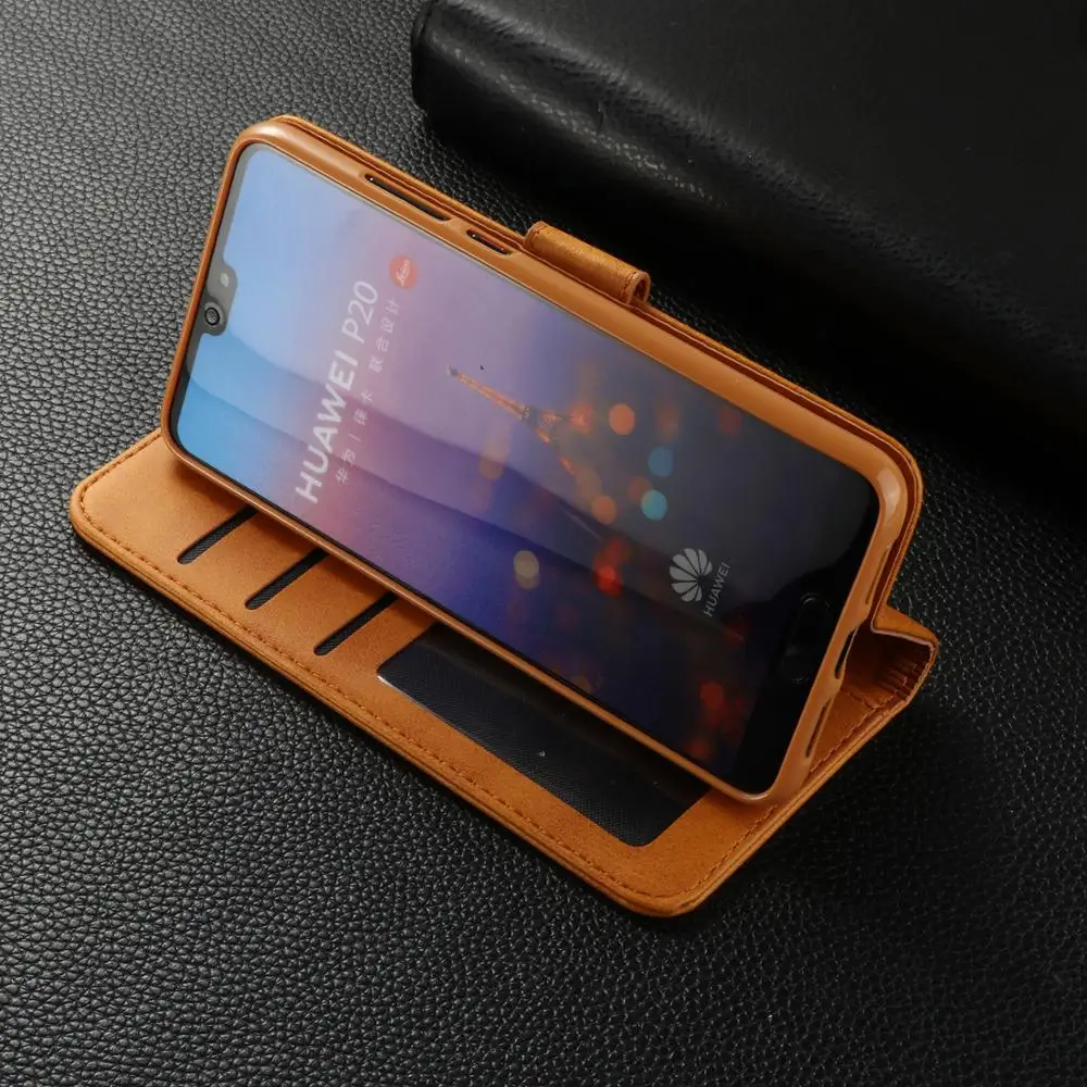 Роскошные кожаные чехлы для телефонов Huawei P20 Pro откидной Чехол бумажник с