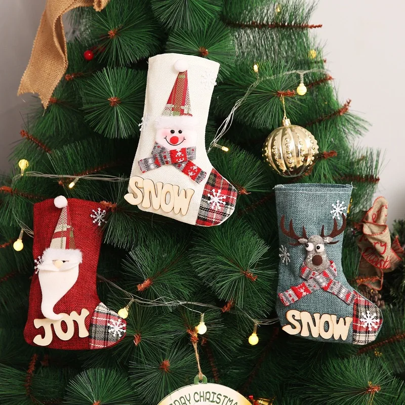 

Christmas Socks Gift Bag Medium Socks Linen Christmas Socks Decoration Socks High-end Candy Bag Apple Bag Decoration