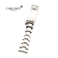 carlywet 20 21mm solid stainless steel screw link replacement wrist watch band bracelet glide flip lock clasp for oyster deepsea