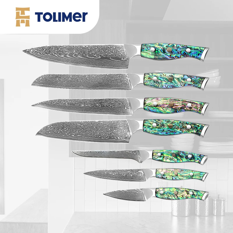 Набор кухонных ножей TOLIMER из дамасской смолы японские универсальные инструменты