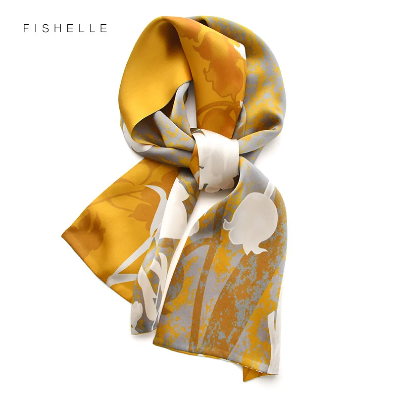 

Hot sale flores convallariae silk long scarf fashion women scarves ribbon foulard design neckerchief headscarf bandana for girls