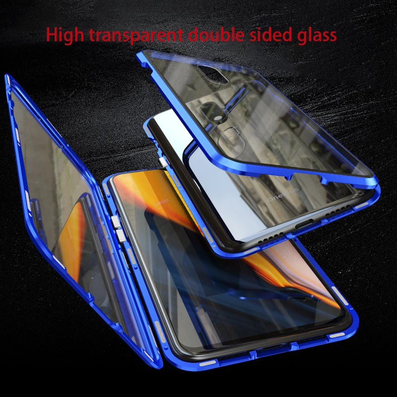 magnetic clear for oneplus 9 pro 8 8t 7 pro 7t nord n10 n100 5g case phone cover metal bumper double sided glass fundas coque free global shipping