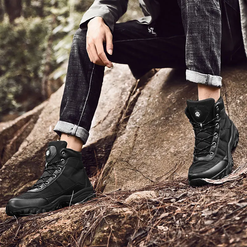 Зимние мужские ботильоны теплые зимние ботинки из толстого плюша уличные