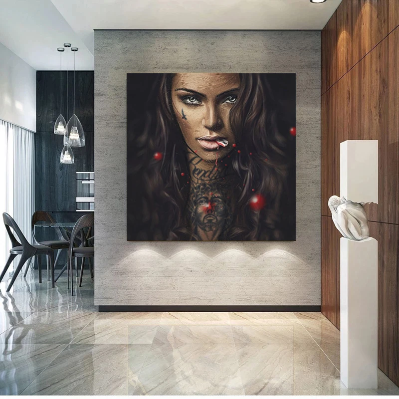 Крутая сексуальная девушка тату поп граффити улица Секс Женщины картина маслом