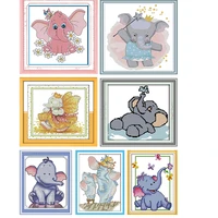 cartoon baby elephant counted cross stitch kits 11ct14ct animals printed pattern craft dmc chinese sewing needlework embroidery
