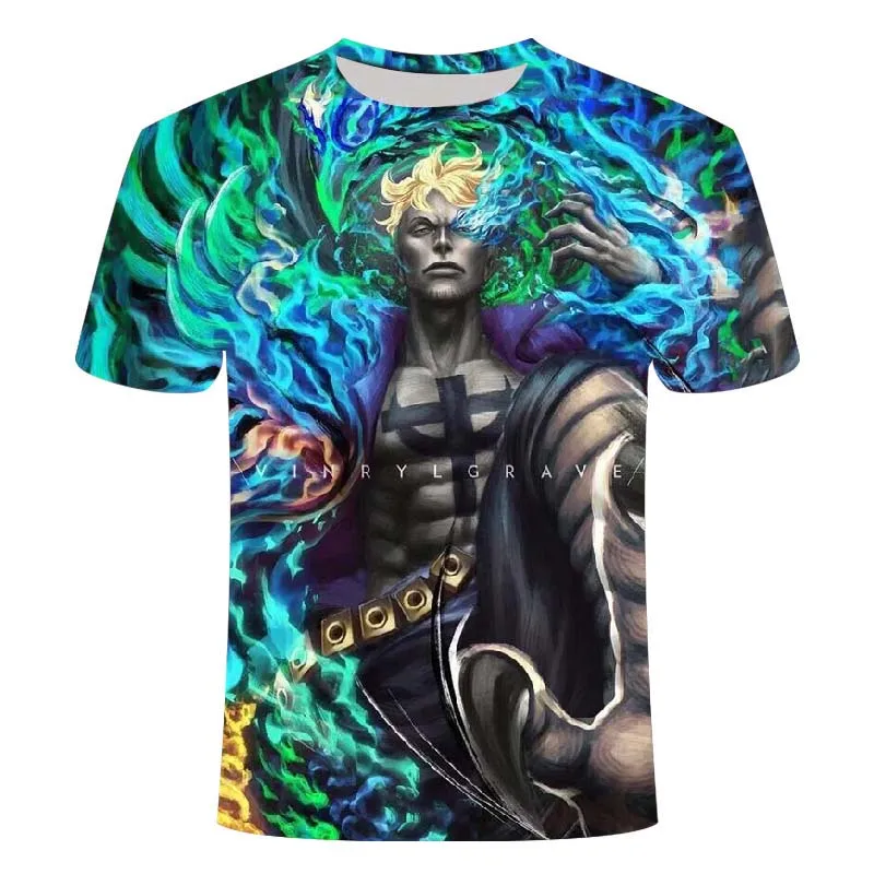 

2021 new pirate kid theme cartoon 3D printing pattern casual street punk style summer fashion round neck short sleeve