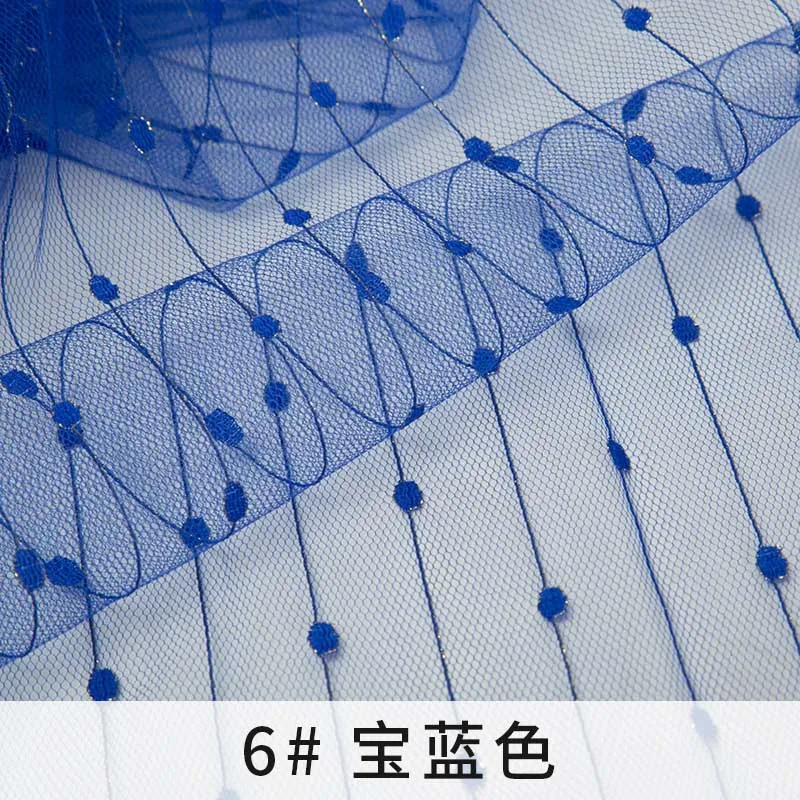 6 Royal blue Высококачественная сетчатая Тюлевая кружевная ткань в полоску с люрексом для модельера T7861 - Цвет: 6 Royal blue