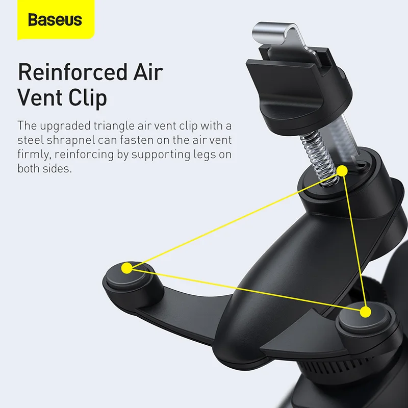 baseus solar car phone holder electric induction bracket for iphone 13 xiaomi cellphone holder car air vent clip phone ​stand free global ship
