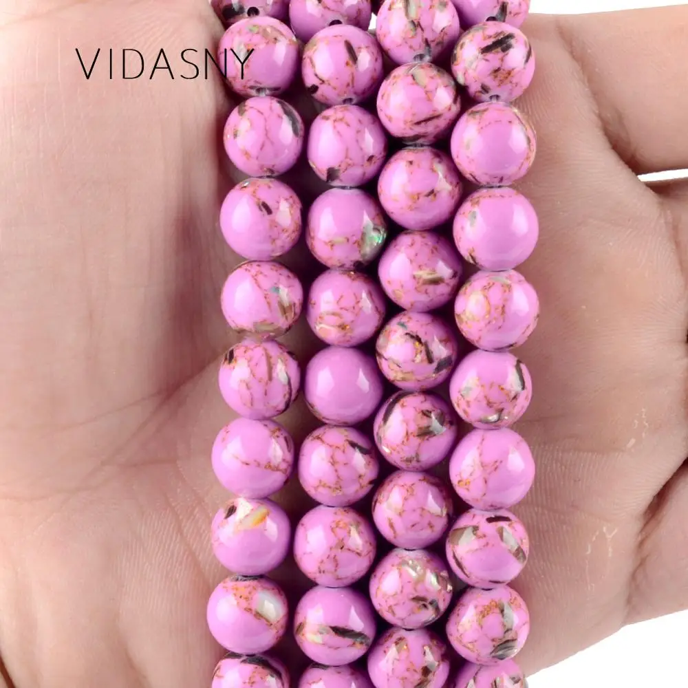 Высококачественный натуральный розовый красный корпус бирюзовый камень бусины