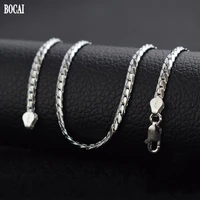 bocai 2021 trend real s925 silver jewelry personalized mens necklace 3mm electroplated platinum flat dragon scale chain
