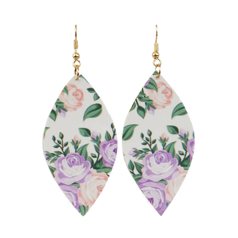 Модные серьги M &amp G из искусственной кожи с цветами для женщин висячие листьями