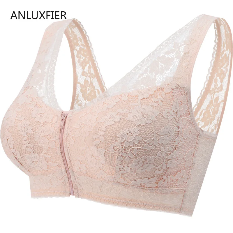 H9669 Special Bra Underwear Mastectomy Artificial Prosthesis Bra Women Front Button Zipper Lace Sexy Thin Gather Bras Lingerie