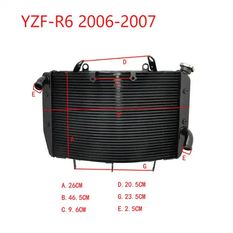 Сменный алюминиевый радиатор для водяного охлаждения мотоцикла для Yamaha YZF R6 YZFR6 2006 YZF-R6