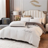 luxury white bedding set pink embroidery comfort ab brushed fabric soft breathable for four seasons nordic home textile 34pcs