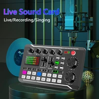 f998 multi functional sound card 16 sound effects noise reduction audio mixer for phone pc computer studio record voice mixing