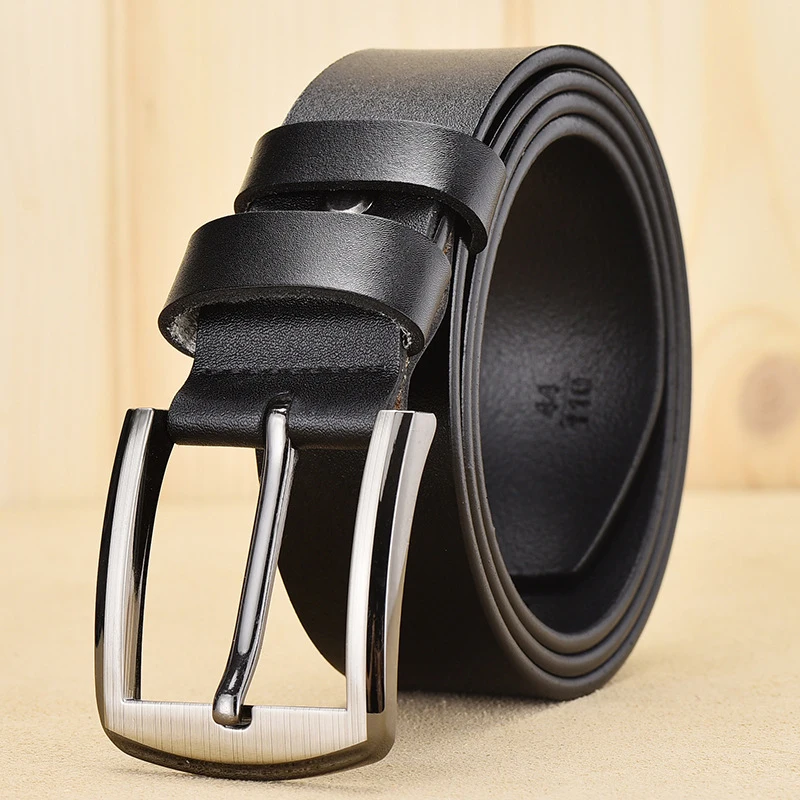 

Vintage Men's Leather Belts Fashion Metal Pin Buckles Genuine Leather Trouser Belt For Men Luxury Designer Male Jeans Waistband