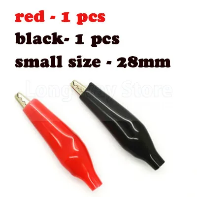 red-black-28mm-2pcs Металлический зажим типа "крокодил", зажимы типа "банан", Электрический зажим, испытательный зонд, черный и красный цвета, с пластиковым зажимом, зажим типа "крокодил", разъем типа "банан" - Цвет: red-black-28mm-2pcs