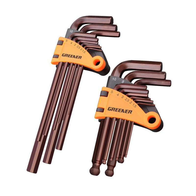 

9 шт. шестигранный ключ, метрический ключ, дюймовый ключ, размер L, бытовое техническое обслуживание, плоский шариковый конец, шестигранный к...